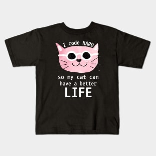 Cat Loving Coder Kids T-Shirt